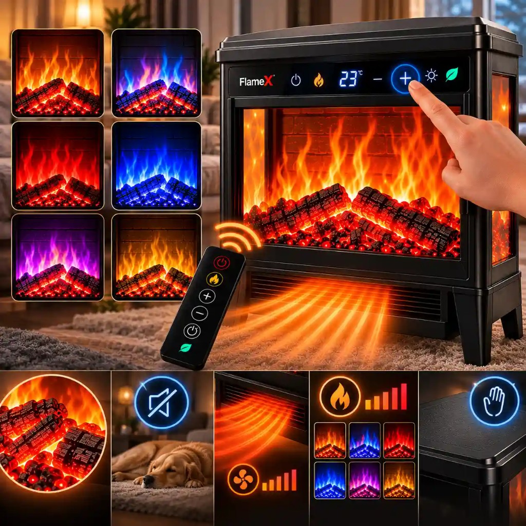 FlameX — mehrfarbige LED-Flammen, leise und cool-touch