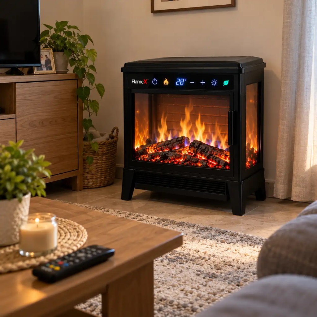 FlameX in Betrieb in einem modernen Wohnzimmer